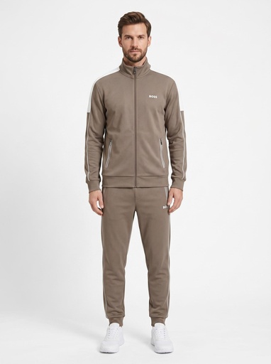 [EA4158] BOSS Full-Zip Piqué Tracksuit Men (M, Haki)