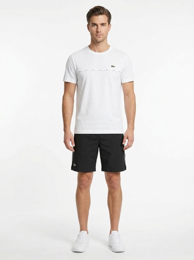 [EB0542] Lacoste Chest Stripe Summer Tracksuit Men EB0542 (S, White/Black)