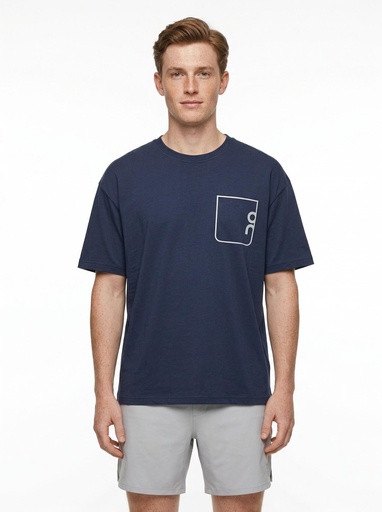 [EF4690] On Running Oversized Jersey Pocket T-Shirt Men (S, D-Blue)
