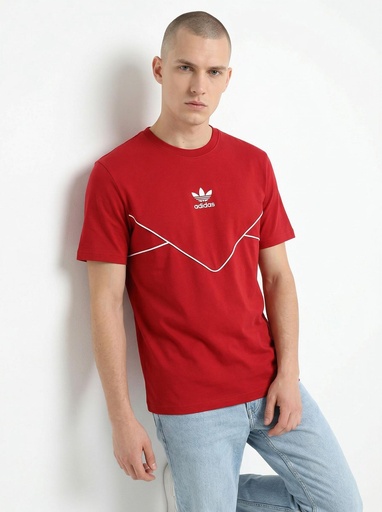 [EF4704] Adidas Paneled Crew Neck T-Shirt Men (S, Burgundy)