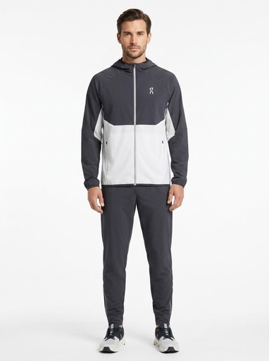 [EA4246] On Running Color-Block Hooded Jacket Men (S, GREY-D.BLUE)