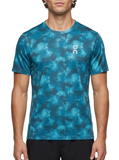 [EF4770] On Printed Mesh Running Tee Men (S, Petrol)