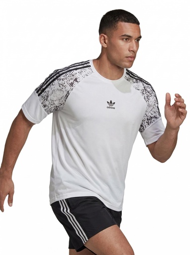 [EF4548] Adidas Trefoil Striped Sleeve T-Shirt Men (S, White/Black)