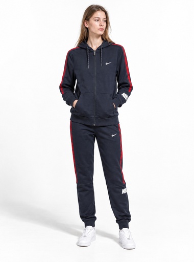 [BA2289] Nike Fleece Logo Stripe Tracksuit Women (S, D-Blue)