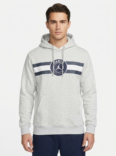 [EC3555] Nike Jordan PSG Striped Pullover Hoodie Men (M, White)