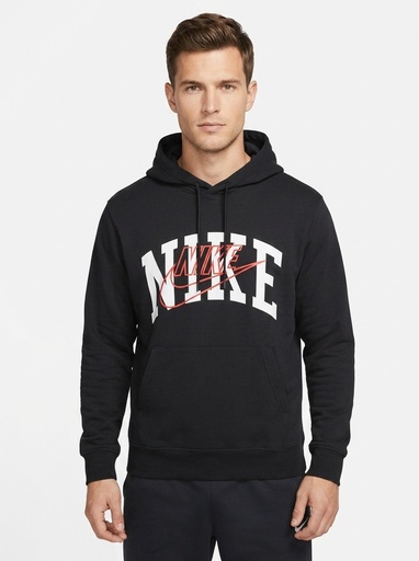 [EC3850] Nike Graphic Fleece Pullover Hoodie Men (S, Black)