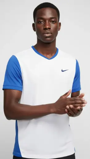 [EF4413] Nike Center Swoosh Contrast Trim Tee (S, Sax)