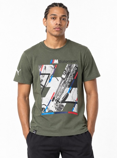 [EF3503] Puma Motorsport Graphic Jersey T-Shirt Men (S, Haki)