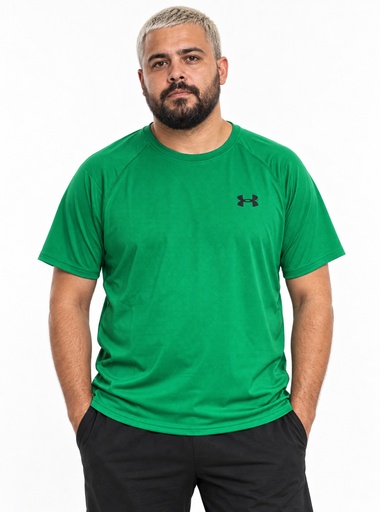 [EF3790] Under Armour Mesh Ribbed Shoulder T-Shirt Men (M, Green)